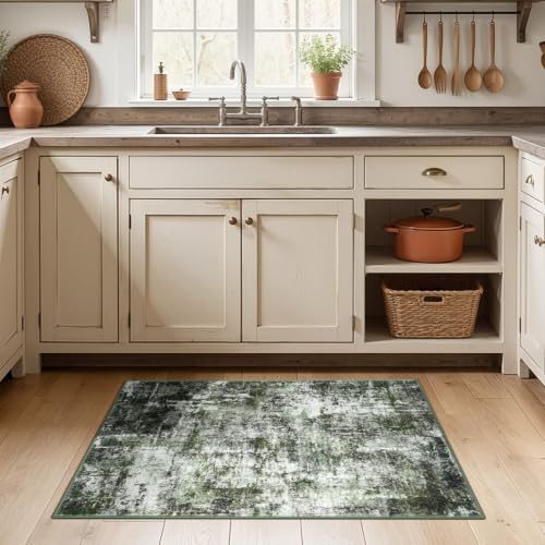 Rugflix 2x3 Entrance Rugs, Washable Entry Small Rug Dark Green - Image 2