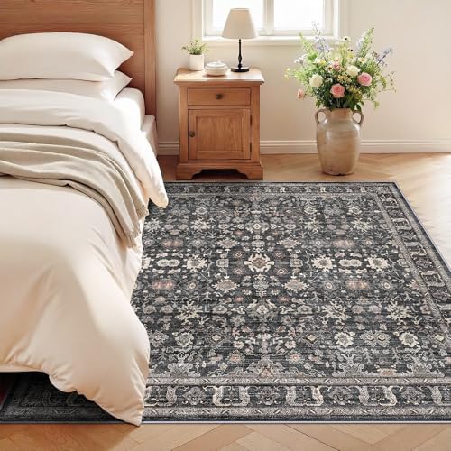 Washable 6x6 Rug Square - Ultra Soft Living Room Area Rug Under Sofa Black - Image 2