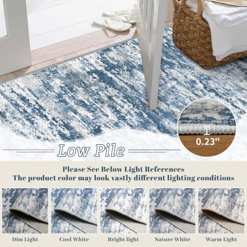 Small Area Rug 3x4 ft, Textured Non Slip Entryway Rug, Blue - Image 6