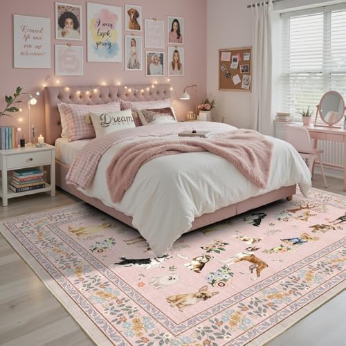 Pink Area Rug 9x12 for Living Room Bedroom - Image 4