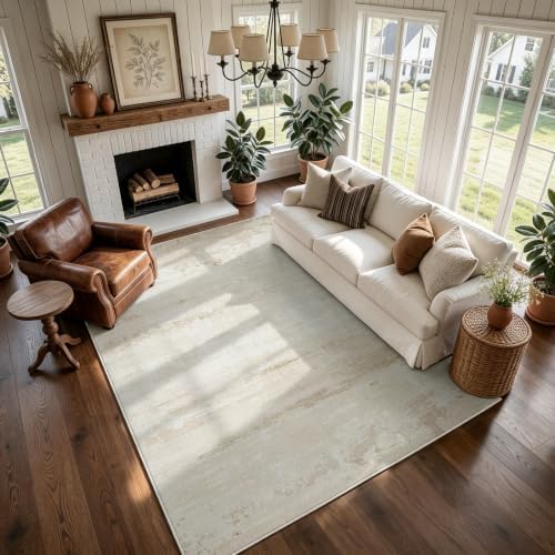 8x10 Washable Area Rug, Soft Area Rugs for Living Room, Non Slip Backing,Short-Pile&Durable Edge Binding, Stain Resistant, The Large Carpet for Bed Room, Dining Room,Office,Playroom by BGASZMakeYourHomeMoreCozy