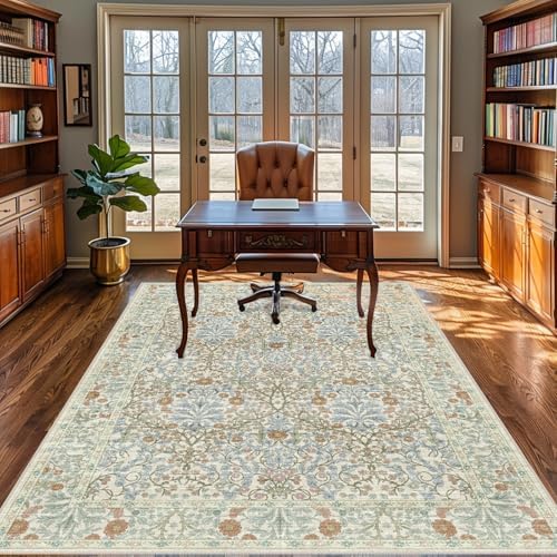 4x6 Area Rug for Bedroom Washable Carpet (Beige Blue) - Image 2