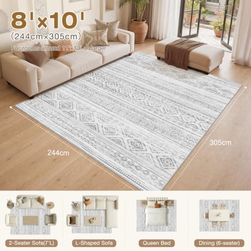 cotiled Boho 8x10 Area Rugs for Living Room: Large Moroccan Washable Rug - Image 2