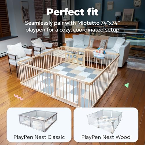 MioTetto Baby Play Mat, Soft Foam Floor Tiles for Kids. Adjustable Interlocking Foam Tiles, Fits with 74x74 Playpen Baby mat for Crawling & Development, Safe & Non-Toxic Playmat for Babies 6-12 Months - Image 3