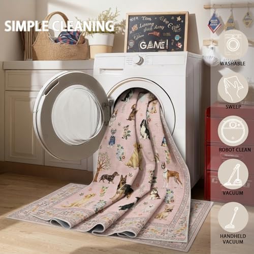 Pink Floral Area Rug 4x6 for Bedroom Dining Room - Image 5