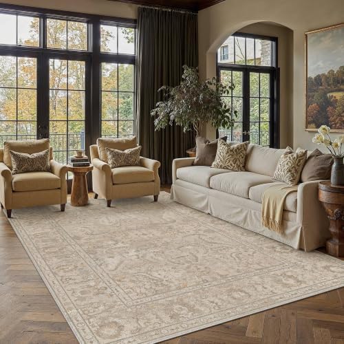HUGEAR Area Rugs 5x7 Washable Rug Brown by HUGEAR