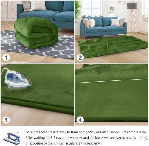 Baby Play Mat for Floor Nursery Muscle Area Rug Playroom Rug 65"x50" Elastic Foam 1.3" Thick Crawling Mat for Babies,Toddlers, Infants(Moss Green) - Image 6