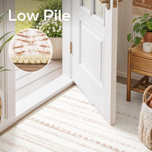 Nakagishi Boho 2x4 Washable Area Rug Non Slip Carpet for Entryway Beige - Image 5