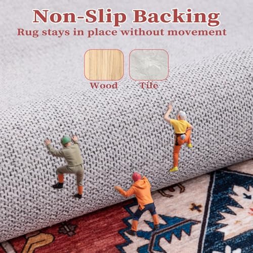 SERISSA 6x8 Washable Non Slip Boho Area Rug for Living Room，Rust - Image 5