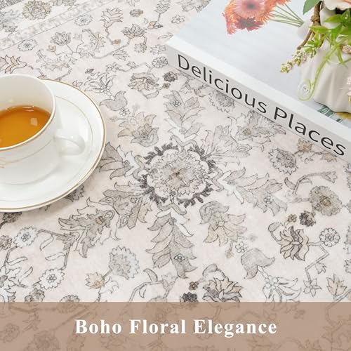 3x5 Kitchen Rug Washable Non-Slip, Beige Modern Boho Indoor Small Area Rugs for Entryway Bedroom Living Room, Soft Low-Pile Thin Door Mat - Image 7