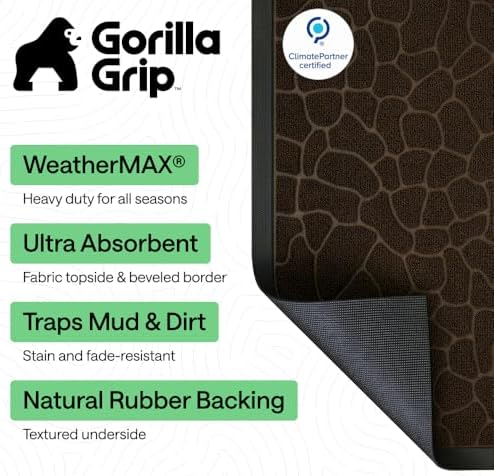 GORILLA GRIP WeatherMAX Door Mat, Indoor Outdoor, 47x35, Dark Brown Pebble - Image 3