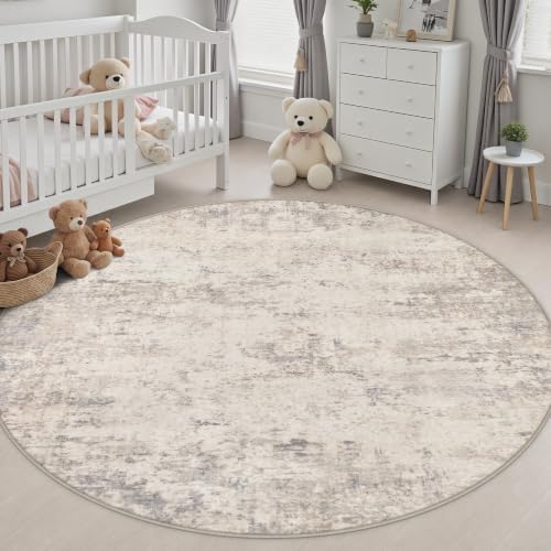 Round Area Rug Living Room: 6 ft Modern Washable Indoor Carpet - Image 5