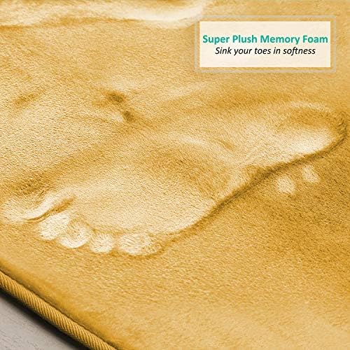 Clara Clark 2 Piece Bathroom Rugs, Velvet Memory Foam Bath Mat Set, Non-Slip Bath Rugs, Machine Wash, Dries Quickly, Ultra Soft Plush Bath Mats for Bathroom, 20 x 32 + Contour, Camel Gold - Image 6