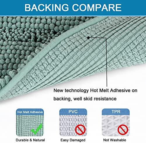 H.VERSAILTEX Bath Mats for Bathroom Non Slip Extra Thick Chenille Striped Bath Rug 24" x 36" Absorbent Non Skid Fluffy Soft Shaggy Rugs Washable Plush Mats for Indoor, Bath Room, Tub - Eggshell Blue - Image 4
