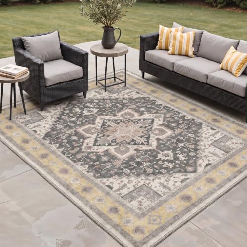 GENIMO 6x9 Outdoor Rug, Washable for Patio and Deck, Dusty Ochre - Image 3