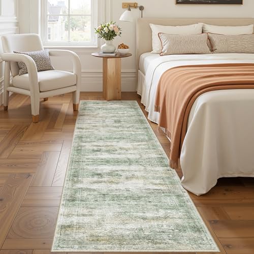 2x8 Runner Rug Non Slip,Washable Hallway Runner Rug,Green - Image 5