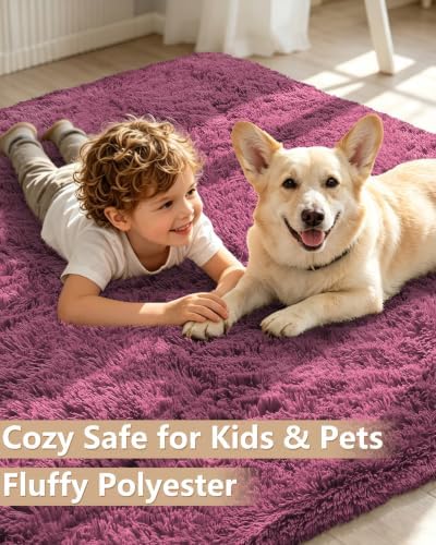 Smiry Round Area Rugs for Living Room Bedroom 5x5 ft, Fluffy Carpet - Image 3