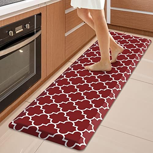 WISELIFE Kitchen Runner Rugs Anti-Fatigue mats, 17.3"x 60", 4/5 Inch, Red by WiseLife