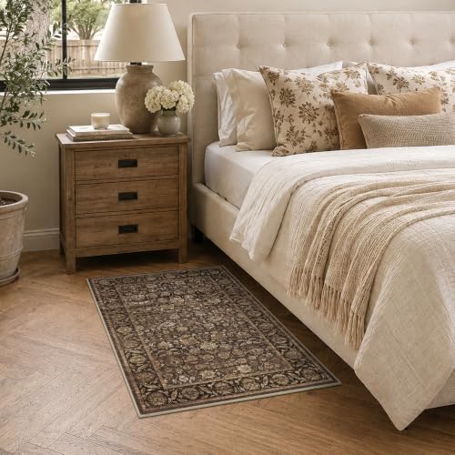 Washable 2x3 Entryway Non-Slip Area Rug Distressed Brown Door Mat - Image 3