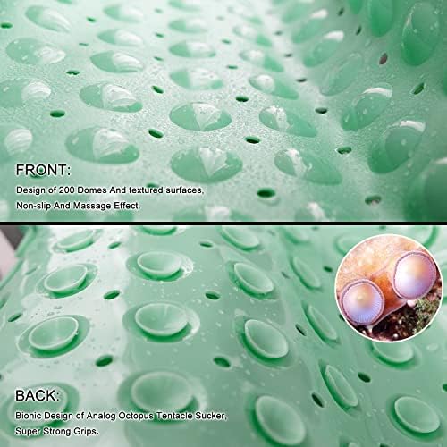TEESHLY Bath Tub and Shower Mats, Non-Slip 39 x 16 Inch Extra Long Bathtub Mat, Machine Washable BathMat with Drain Holes, Suction Cups for Bathroom (Opaque Pale Green) - Image 3