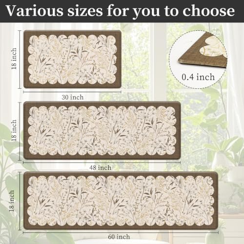 3PCS Vintage Anti-Fatigue Kitchen Mats, Non-Slip Waterproof Rugs for Floor - Image 3