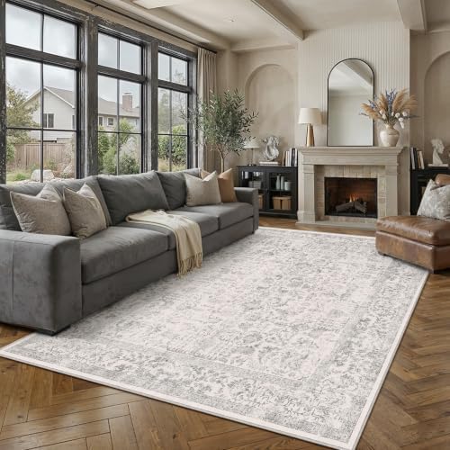 PureCozy 6x9 Washable Area Rug Gray Non Slip Thick Soft Vintage Carpet by PureCozy