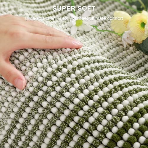 BSICPRO Bathroom Rugs Sets 2 Piece, 32"x20" + U-Shaped 24"x20", Sage - Image 4