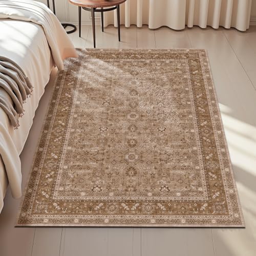 OPPODREAM Vintage Light Brown Area Rugs 3x5, Washable Rug for Living Room by OPPODREAM