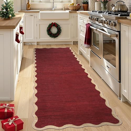 GarveeHome Washable Runner 2x6 Non Slip Kitchen Rugs Christmas Scalloped by GarveeHome