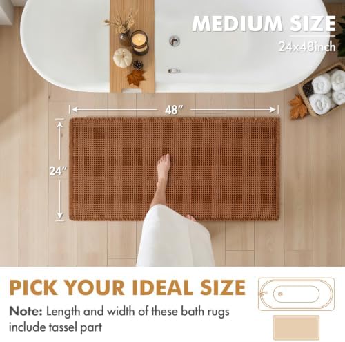 MIULEE Fall Terracotta Set of 2 Waffle Bathroom Runner Rugs 2'x4'(24"x48") - Image 2