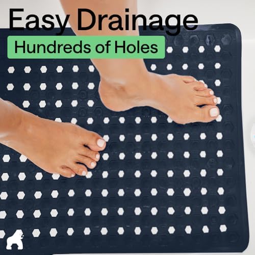 GORILLA GRIP Square Shower Stall Mat, Bathtub Floor Mat, 21x21 Navy - Image 5