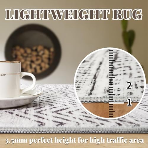 2x8 Runner Rug Washable Moroccan: Non Slip Kitchen Long Floor Mat Grey - Image 5