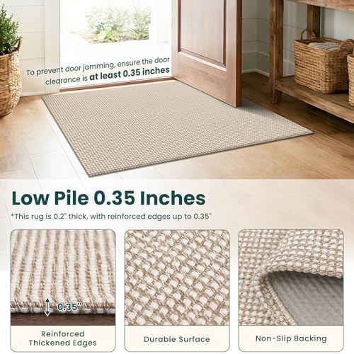 KOZYFLY Runners for Hallways 3x10 ft Washable Kitchen Runner Non Slip Rubber Backed Hallway Rugs Cotton Entryway Runner Rug for Indoor Hall, Backdoor, Kitchen, Oatmeal Beige - Image 4