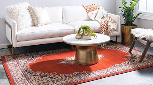 Unique Loom Reza Collection Traditional Persian Style Area Rug, 5 x 8 ft, Terracotta/Ivory - Image 2
