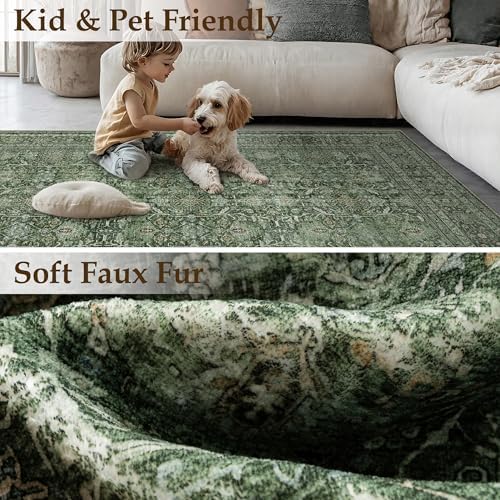 PureCozy Sage Green Area Rug 6x9 Vintage Traditional Accent - Image 4