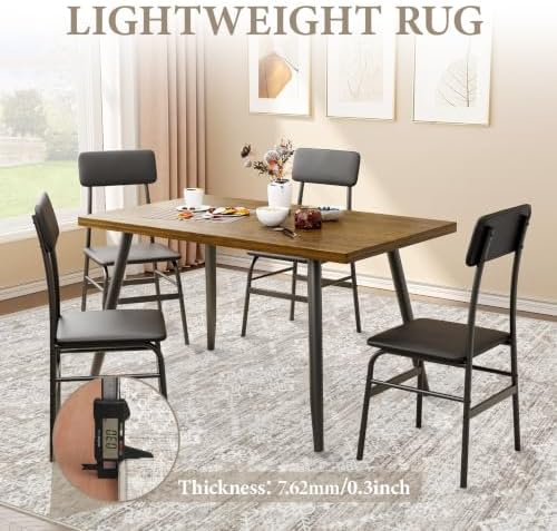 Area Rug 3x5 Geometric Rug: Washable Boho Moroccan Rugs Soft Farmhouse Rug, Modern Neutral Stain Resistant Indoor Floor Carpet for Livingroom Bedroom Dining Table Nursery(Ivory Mocha,3'x5') - Image 4