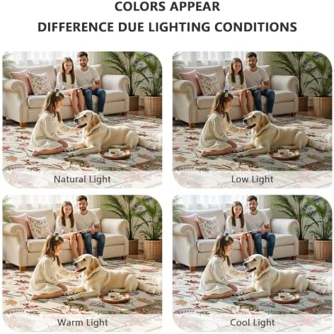 8x10 Area Rugs, Machine Washable Low Pile Floral Rugs for Living Room, Bedroom, Large Vintage Area Rug with Non-Slip Backing for Dining Room(Eden Red) - Image 6
