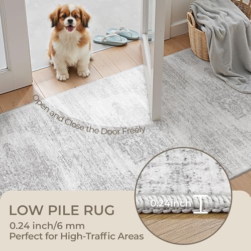 2x8 Runner Rug Non Slip,Washable Hallway Runner Rug,Grey - Image 6