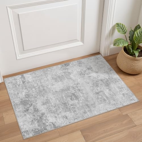 Tortania Area Rug Living Room Rugs - 2x3 Washable Soft Neutral Boho Moroccan Farmhouse Mat Indoor Floor Carpet for Bedroom Under Dining Table Home Office Decor - Ivory Grey by Tortania