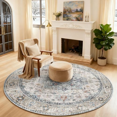 4x4 Washable Rugs for Living Room: Bedroom Rug Stain Resistant Non Slip Low Pile Soft Small Area Rugs for Bedroom Entryway Kitchen Living Room Bedside Office Dorm Kids Room Entrance by palohom