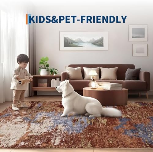 GarveeHome Abstract Living Room Large Rug 8x10 Machine Washable Red - Image 7