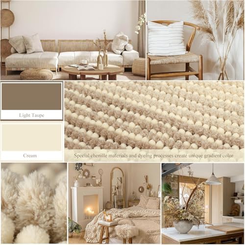 BSICPRO Bathroom Rugs, 17x24 Chenille Bath Mats, Tan - Image 2
