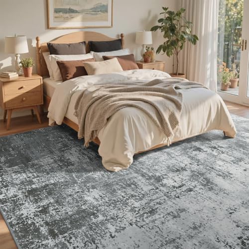 4x6 Ft Abstract Washable Area Rugs for Living Room Grey - Image 4