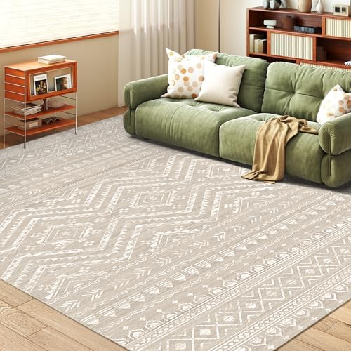 Miukiki 6x9 Area Rug Washable Non Slip Rug for Living Room Brown by Miukiki