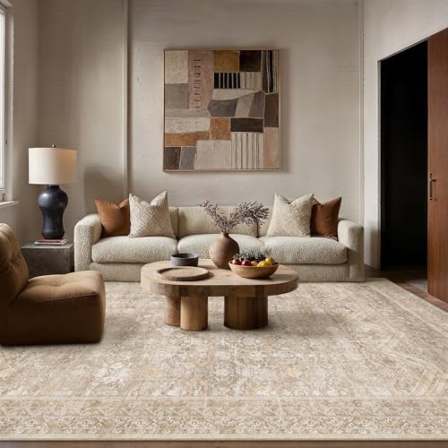 HUGEAR 6x9 Area Rugs Retro Beige Washable Rug by HUGEAR