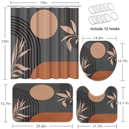 Bathroom Sets with Shower Curtain and Rugs, Set of 4, Mid Century - Image 2