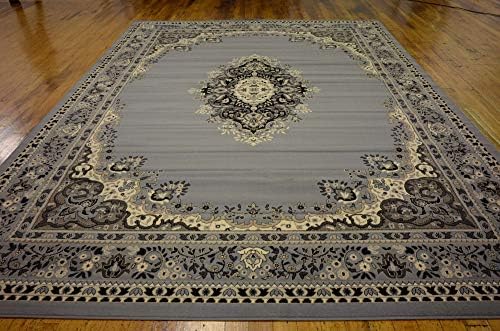 Unique Loom Reza Collection Traditional Persian Style Area Rug, 9 ft 10 in x 13 ft, Gray/Ivory - Image 5