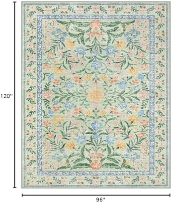 Lahome Green 8x10 Playroom Bedroom Rug, 8x10 Boho Cottage Core Rug - Image 2