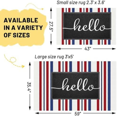 KILOCOCO Patriotic Striped Rug 3x5 ft Washable Woven Rug for Front Door - Image 2