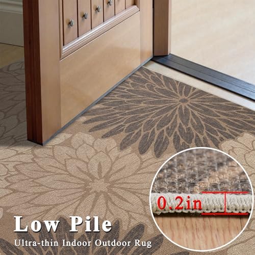 Zeeinx 8x10 Easy Jute Outdoor Rug Floral Textured Outdoor Patio Rug - Image 5